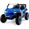 RELAX4LIFE Macchina Elettrica per Bambini a 2 Posti 12V Jeep con Telecomando da 2,4 GHz, Musica, Fari e USB, 3 Anni+, Portata di 59 kg (Blu)