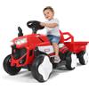 MINENICE Trattore elettrico con rimorchio, trattore per bambini con telecomando, luci a LED, musica, funzioni USB, portata 50 kg, per bambini dai 1 ai 3 anni (rosso-tractor)
