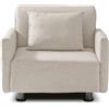 EVERGREENWEB MATERASSI & BEDS EVERGREENWEB - Divano letto 1 posto con Materasso singolo 80x190 Waterfoam Ortopedico Prontoletto Rivestimento sfoderabile, lavabile color Bianco Crema Braccioli Slim con Cuscino supersoft - Edith