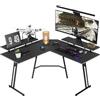 AufuN Tavolo da gioco Bureau Gaming Table Gaming 50 x 120 x 73 cm, scrivania ergonomica con supporto per monitor, scrivania angolare con superficie in fibra di carbonio, scrivania a forma di L, nero
