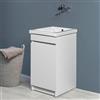 Inbagno Mobile Lavatoio 45x51 Cm Con Vasca In Ceramica E Strofinatoio, Struttura In Legno Nobilitato Bianco Opaco Con Un'Anta Apribile A Gola, Già Montato Con Kit Di Scarico Incluso