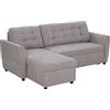 HOMCOM Divano Letto Angolare 3 Posti con Chaise Longue Contenitore e Rivestimento Effetto Lino, 217x134x85cm, Grigio