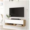 [en.casa] Consolle da Parete (AxLxP) 29,5 x 100 x 31,5 cm con Anta e Scomparti Armadio a Muro con Apertura a Ribalta Mobile Porta TV - Rovere Rustico/Bianco