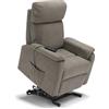 REDÒKASA Poltrona relax elettrica Denver per anziani, 2 motori, 2 o 4 ruote, reclinazione e alzapersona, optional batteria, sponde estraibili, pediera estensibile (STANDARD + BATTERIA, Fango)