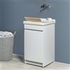 Inbagno Mobile Lavatoio 45x51 Cm Con Vasca In Ceramica, Struttura In Legno Nobilitato Bianco Opaco Con Un Anta Apribile A Gola, Già Montato Con Kit Di Scarico Incluso