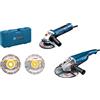 Bosch Professional Set di smerigliatrici angolari GWS 22-230 J + GWS 7-125 (incl. 2 dischi diamantati (125 & 230 mm), in valigetta)