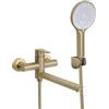 PHASAT Rubinetto per Vasca da Bagno con Doccetta Rubinetto Bagno Muro 90° Rotazione Rubinetto Miscelatore Dorata PTBG13E
