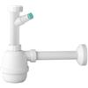 Schläfer 4395310 | Sifone Universale a Fiasco per Lavelli a 1 vasca 11/2 con Attacco Lavastoviglie, Uscita Diam. 40mm x L. 250 mm, Entrata da L. 130 mm, Scarico Autopulente in PP ad un Bacino