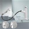 VirtuGro Rubinetto con Doccetta Estraibile a 3 Modalità Rubinetto Bagno Lavabo Miscelatore Monocomando Caldo e Freddo Aeratore Doccino per Lavandino Bianco