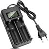 Pixelure Caricabatterie agli Ioni di Litio a 2 Slot, LCD Caricabatterie Ricarica Rapida Intelligente per una Varietà di Batterie agli Ioni di Litio da 3,7 V, 26650/18650/14500/16340 (Small)