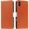 Butnyeoe Cover per iPhone X Case,Custodia iPhone XS Libro,Trama Litchi PU Pelle Protettiva Portafoglio Flip/Folio Wallet Case Con Slot per Schede e Magnetica Supporto,Arancia
