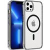 Coiwxmoi Custodia per iPhone 13 Pro Cover Compatibile con MagSafe, Custodia TPU Morbida Trasparente con Anello Magnetico, Anti-Impressioni Digitali Backcover, Anti-Scivolo Anti-Urto Case, Nero