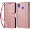 KENHONER Cover Compatibile con Huawei Honor 8X / View 10 Lite / V10 Lite, Premium Pelle PU Portafoglio Flip Libro Custodia per Huawei Honor 8X [Protezione Completa] - Oro rosa