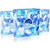 AABCOOLING Super Silent Fan 9 Blue LED - una Silenziosa e Molto Efficiente 92mm Ventilatore per Case PC, Ventola Aspirazione, Raffreddamento PC, Ventola 92 LED, 9cm - 3 Pezzi 13,6 dB