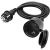 LANMINGLEL Cavo di prolunga per esterni con spina Schuko, cavo di prolunga AC Schuko nero, 16 A, 250 V, spina su presa IP44, per casa, ufficio, esterno (2 m)