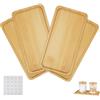 HXSYKJDM 4 vassoi in bambù piccoli, rettangolari, 17,5 × 8,8 cm, vassoio rettangolare in legno, piccolo con particelle antiscivolo, piatto da portata in legno per sottobicchieri, tè e caffè torta