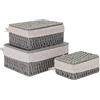 Kongming 3 pezzi Cestino Portaoggetti porta Coperchi e Fodera rimovibile, Scatole Portaoggetti impilabile Cesto Vimini Intrecciato per Camerette, Cassetti, Cucine, Bagno, Soggiorno (grigio)