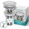 Engelbach® Piletta lavabo con troppopieno - Scarico Click Clack con 3 guarnizioni - Valvola di scarico universale per lavabi da bagno
