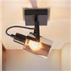 CBJKTX Faretto da soffitto Nero Lampada da soffitto Vintage - 1 Fiamma Plafoniera 350° Orientabile Lampada da Cucina Grigio Fumo Parete di Vetro E14 Lampada da Corridoio per Camera da Letto