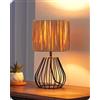 EDISHINE Lampada da Comodino Vintage, Abat-jour Boho in Carta Raphia e Base a Gabbia in Ferro, Lampadina LED E14 Inclusa, Luce a 2700K Bianco Caldo, Lampada da Tavolo per Camera, Salotto, Ufficio