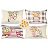 Serento Set di 4 Federe Cuscini Divano Impermeabili Fodera per Cuscino Estate Primavera Fiore Federe per Cuscini Lino Moderni Decor Copricuscini 30x50cm per Esterno Giardino Divano Auto Sedia Camera da Letto