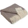 LYHome Plaid Cashmere con Lana Merinos - Coperta Invernale, Copriletto per Letto Divano, Singolo Matrimoniale Mezza Stagione, Coperte Morbida (140 x 200 cm | Beige Scuro - Bianco A spina di pesce)
