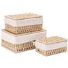 Kongming 3 pezzi Cestino Portaoggetti porta Coperchi e Fodera rimovibile, Scatole Portaoggetti impilabile Cesto Vimini Intrecciato per Camerette, Cassetti, Cucine, Bagno, Soggiorno