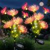 Qoosea Luci Solari da Giardino, 2 Pezzi Lampade Solari Farfalle e Fiori Rosa LED, Luce Solare Esterna Impermeabili per la Decor del Cortile, Giardino Patio e Camminamento Natale Regali di Compleanno