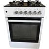 Generico Cucina A Gas 4 Fuochi A gas Metano Con Forno Elettrico e Accensione Elettrica Bianca White Con Piano Cottura Nero 57 x 57 cm