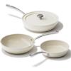 Redchef Set di padelle in ceramica in alluminio, padelle rivestite in ceramica antiaderente a induzione 20/24/28 cm per tutte le varietà di fornelli, senza PTFE senza PFAS, senza PFOA, forno (beige)