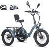 Fafrees F20 Mate Triciclo Eettrico, Fatbike Pieghevole da 20 x 3,0, Batteria da 48 V/23,45 Ah, Sella con Schienale, Triciclo Elettrico da Carico per Adulti e Anziani, Autonomia 70-120 KM (Blu)