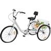 MccoMMon Bici da 24 pollici per adulti, 3 ruote, pieghevole, regolabile in altezza, bicicletta con cestino per la spesa, per adulti e senior e donna (bianco)
