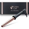Golden Curl Arricciacapelli Professionale - 5 Anni di Tranquillità - Ferro Arricciacapelli con Barilotto in Ceramica Tormalina per Onde e Ricci per Capelli Corti e Lunghi (Oro Rosa)