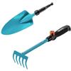 Gardena 17354-60 Combisystem Piccoli Strumenti: Set Composto da cazzuola e rastrello per Fiori per piantare e trapiantare in aiuole e fioriere, Include Manico