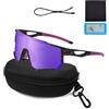 XWUX Occhiali Ciclismo Uomo Polarizzati, Occhiali Veloci da Uomo e Donna, UV400 Occhiali Sportivi Polarizzati, Antiscivolo con Vista HD per MTB, Ciclismo Su Strada, Corsa, Golf, Sci, Rave (Viola-Nero)