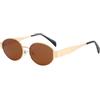 Dollger Occhiali da sole ovali retrò Donna Uomo Metallo Trendy Moda Classica Occhiali da sole protezione UV400, montatura oro Tea