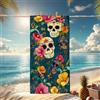Generic Telo mare colorato con teschio di zucchero, in microfibra ad asciugatura rapida, oversize, leggero, senza sabbia, assorbente, per vacanze estive, piscina, palestra, campeggio, essenziali, 178 x 89 cm