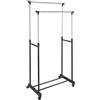 FERCASASHOP - Stand Appendiabiti Allungabile da Terra in Acciaio Telescopico Allungabile con Ruote Attaccapanni 75 X 41 X92 / 155 cm (Doppio)