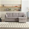 Autheria Divano Letto 3 Posti con Penisola, Divano Angolare 3 Posti Forma di L, Divano Letto Matrimoniale con Materasso, Divano 3 Posti con Braccioli e Vano Portaoggetti, Velvet Grigio Chiaro