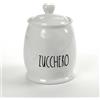 GICOS SRL Barattolo Contenitore da Cucina in Ceramica Bianca Cuore Zucchero 17 cm