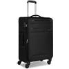 Worldpack Set di valigie morbide, 3 pezzi, trolley da viaggio in poliestere robusto di alta qualità, per uomo e donna, 4 ruote doppie e lucchetto TSA, serie Chicago, Nero , Koffer M (68 cm)