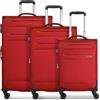 Worldpack Set di valigie morbide, 3 pezzi, trolley da viaggio in poliestere robusto di alta qualità, per uomo e donna, 4 ruote doppie e lucchetto TSA, serie Chicago, Rosso scuro, Kofferset (3-teilig)