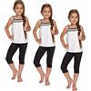 SOFTSAIL Leggings per Ragazze Set di 3 Pezzi 3/4 Pantaloni Corti Capri in Cotone Sportivo per Danza Ginnastica Traspirante Comodi E Stretch Nero 8 Anni