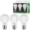 Paulmann 29132 Eco-Line Lampadina a filamento 230V LED bulbo E27 confezione da 3, 3x840lm 3x4W 3000K chiaro