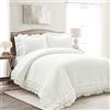 Lush Decor Ella - Set copripiumino in pizzo 100% cotone, 3 pezzi, colore: bianco