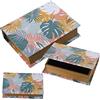 DRW Set di 3 scatole di libri in legno MDF e tela poliestere con fogli 30 x 24 x 8 cm, 24 x 18 x 6 cm e 18 x 12 x 4 cm