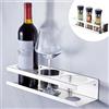LOXSUN Portabottiglie da Parete, Portabicchieri da Vino in Acciaio Inox SUS304, Portabottiglie Autoadesivo o Forato, Portabottiglie da Appendere per Cucina, Soggiorno, Sala da Pranzo, Argento
