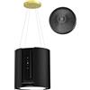 FIREGAS Cappa a isola, in acciaio inox, 500 m³/h, cappa aspirante e di scarico, 9 livelli, illuminazione a LED, telecomando, silenziosa, nera