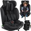 KIDIZ® Seggiolino auto per bambini con Isofix, gruppo 1 + 2 + 3, 9 - 36 kg, cintura di sicurezza a 5 punti, seggiolino auto, seggiolino auto, poggiatesta regolabile, rialzo per 1 - 12 anni, stabile e
