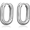 VICKWOOD Orecchini a cerchio rettangolari, piccoli orecchini in vero argento sterling 925 e zirconi, da donna, placcati in oro 18 carati, in argento e oro, regalo per donne (Silber)